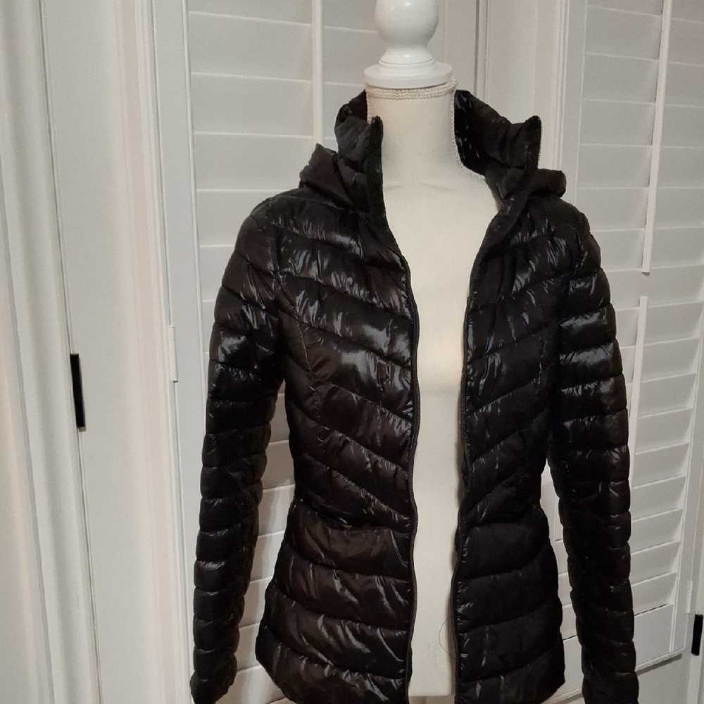 BCBGMaxAzria Shiny Black Puffer Jacket